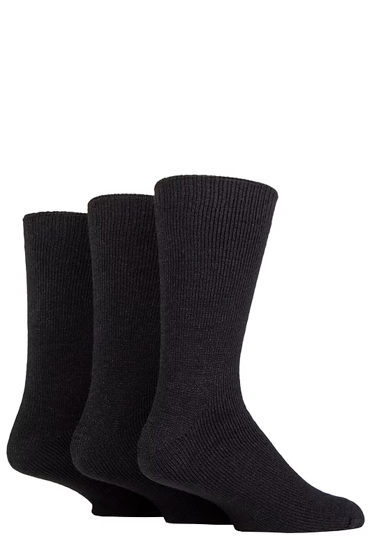 Mens 3 Pair Workforce Thermal Socks In Black