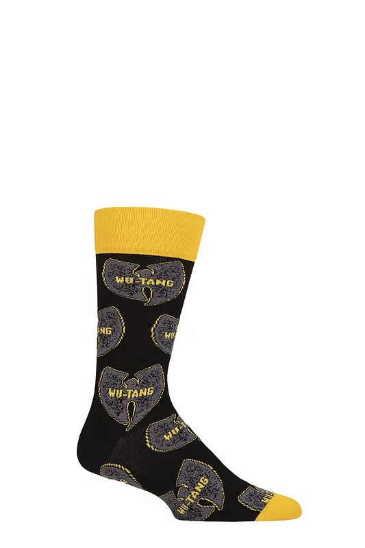 SOCKSHOP Music Collection 1 Pair Wu-Tang Clan Cotton Socks Grey Logos One Size