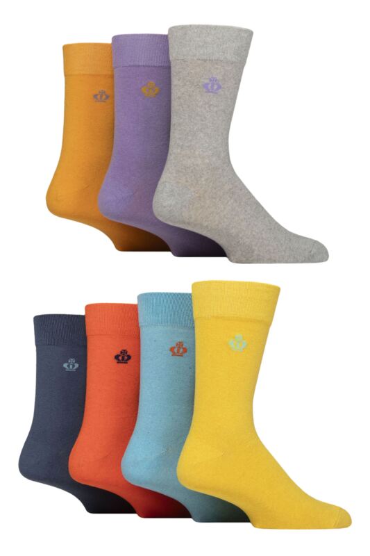 Mens 7 Pair Jeff Banks Plain Recycled Cotton Socks