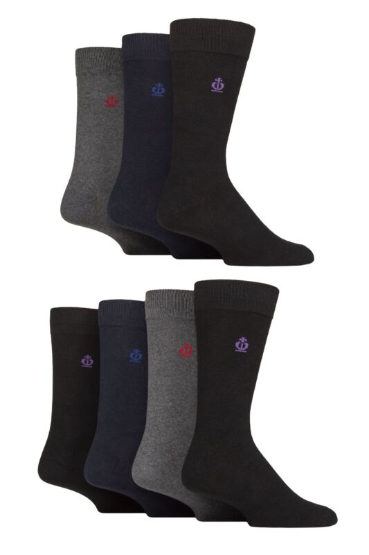 Mens 7 Pair Jeff Banks Plain Recycled Cotton Socks
