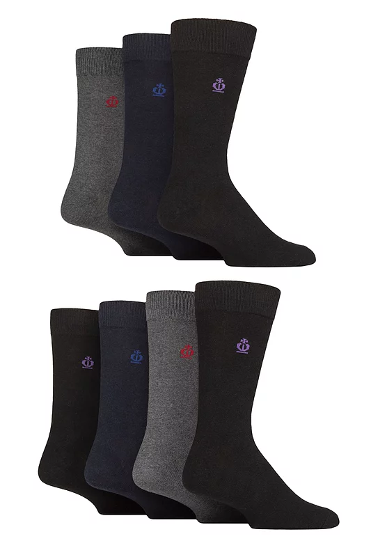 Mens 7 Pair Jeff Banks Plain Recycled Cotton Socks