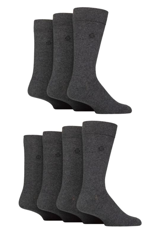 Mens 7 Pair Jeff Banks Plain Recycled Cotton Socks Dark Charcoal 7-11