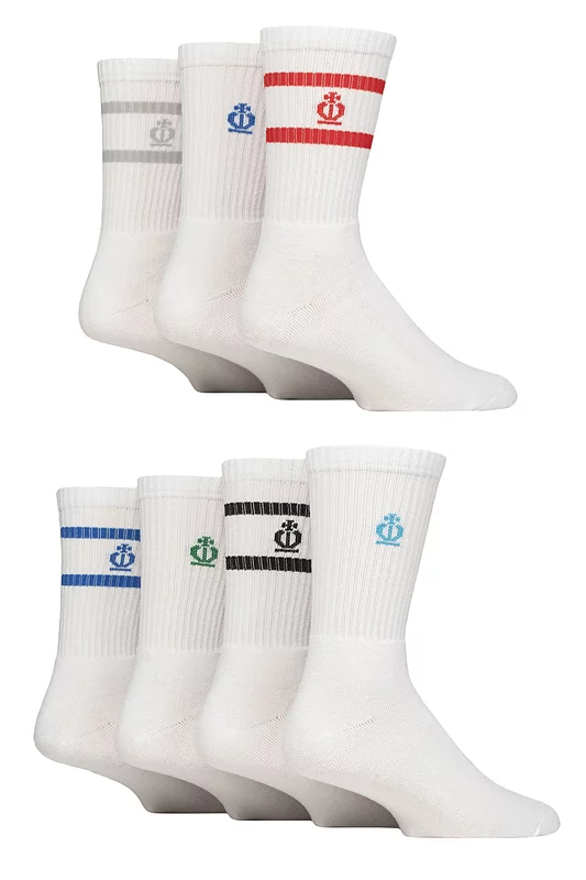 Mens 7 Pair Jeff Banks Sports Crew Socks White 7-11