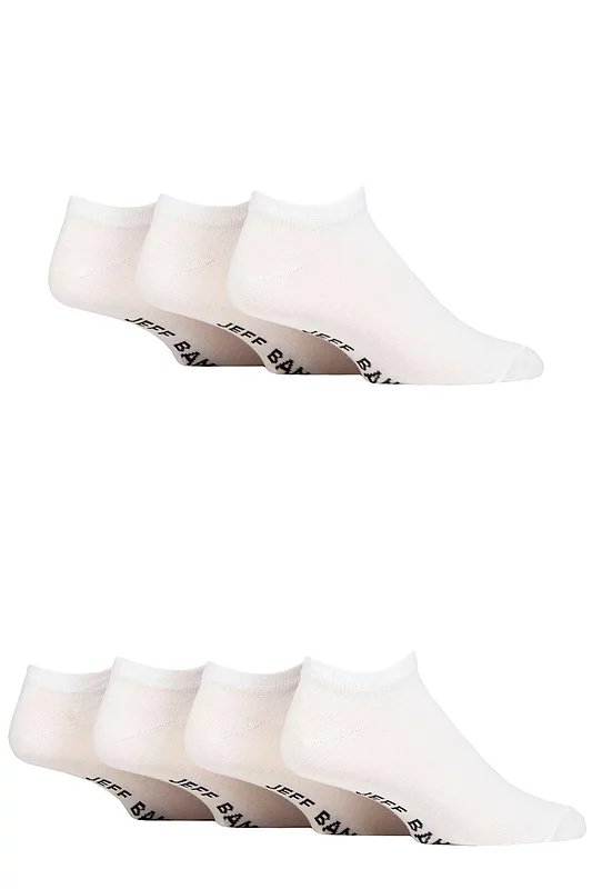 Mens 7 Pair Jeff Banks Plain Cotton Trainer Socks