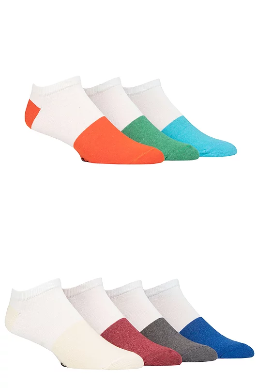 Mens 7 Pair Jeff Banks Recycled Cotton Patterned Trainer Socks