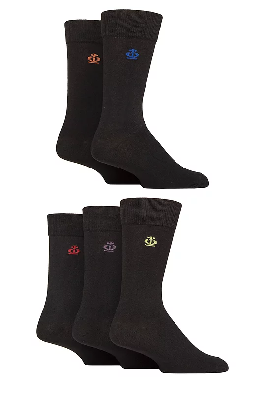 Mens 5 Pair Jeff Banks Plain Recycled Cotton Socks