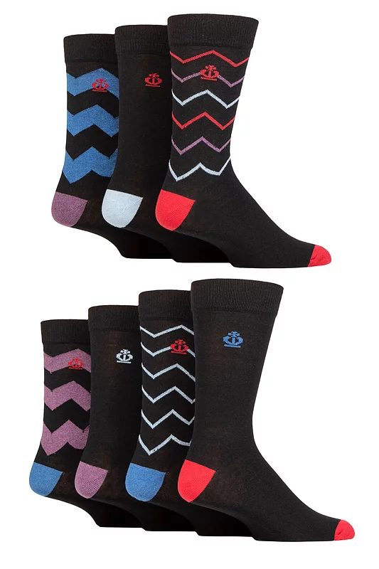 Mens 7 Pair Jeff Banks Recycled Cotton Patterned Socks