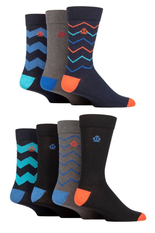 Mens 7 Pair Jeff Banks Recycled Cotton Patterned Socks