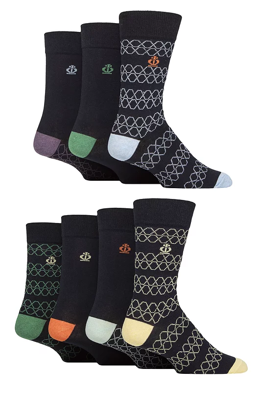 Mens 7 Pair Jeff Banks Recycled Cotton Patterned Socks