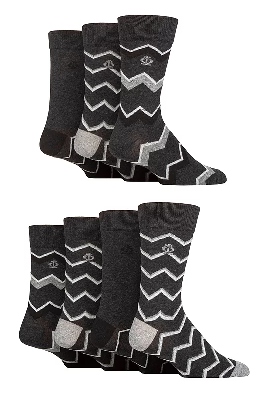 Mens 7 Pair Jeff Banks Recycled Cotton Patterned Socks