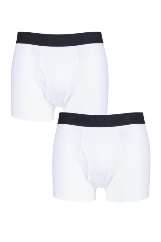 Mens 2 Pair Farah Plain Trunks White Extra Large