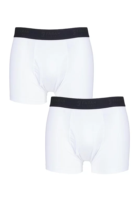 Mens 2 Pair Farah Plain Trunks White XX Large