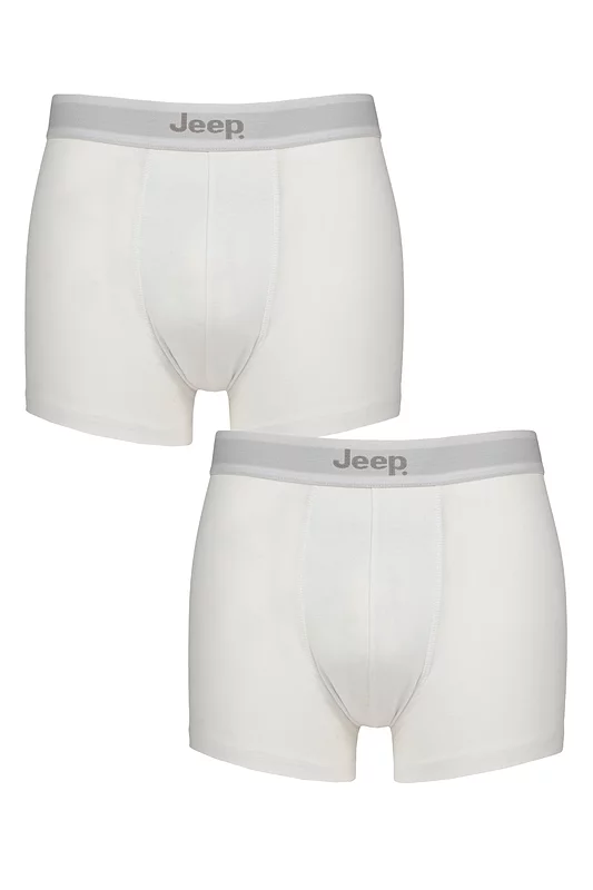 Mens 2 Pack Jeep Cotton Plain Fitted Hipster Trunks White L