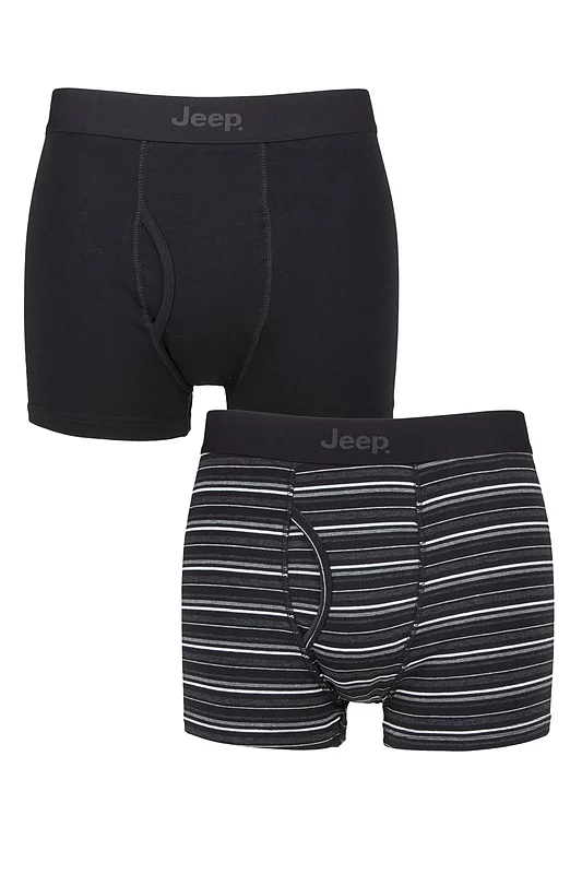 Mens 2 Pack Jeep Striped Cotton Rich Keyhole Trunks
