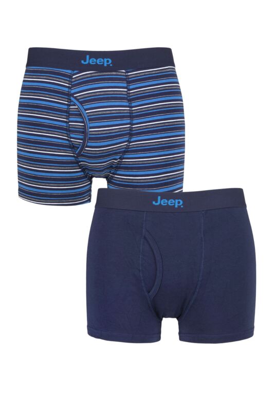 Mens 2 Pack Jeep Striped Cotton Rich Keyhole Trunks