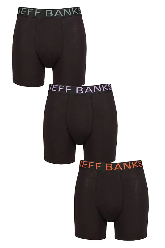 Mens 3 Pack Jeff Banks Plain Bamboo Trunks