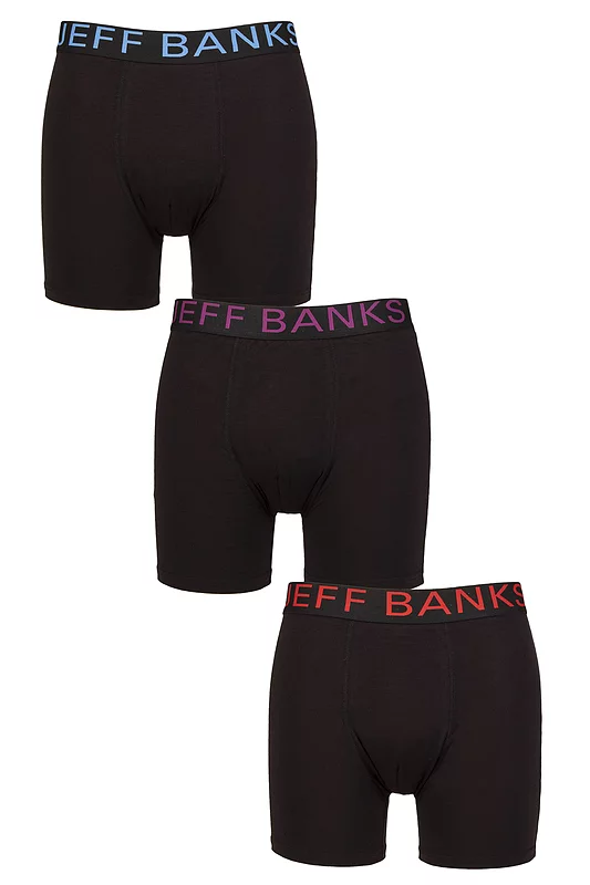 Mens 3 Pack Jeff Banks Plain Bamboo Trunks