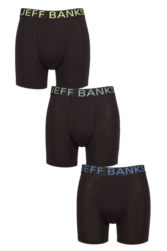 Mens 3 Pack Jeff Banks Plain Bamboo Trunks