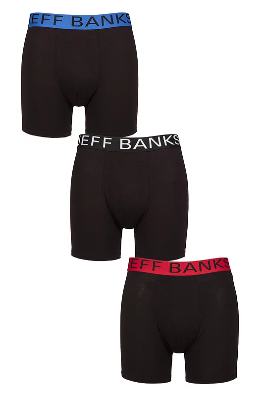 Mens 3 Pack Jeff Banks Plain Bamboo Trunks