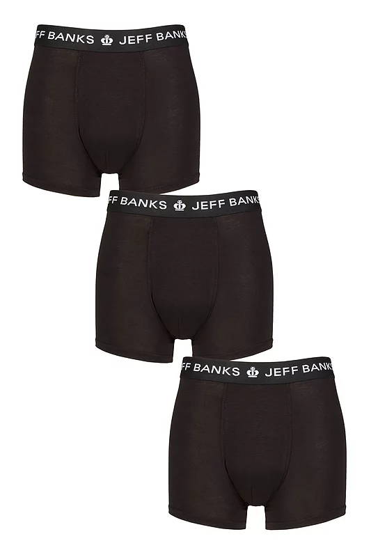 Mens 3 Pack Jeff Banks Plain Bamboo Trunks