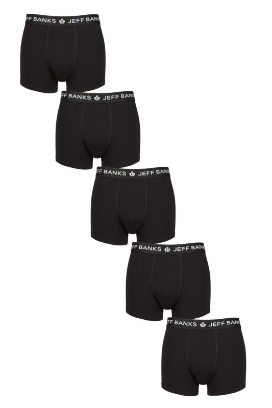Mens 5 Pack Jeff Banks Plain Cotton Trunks
