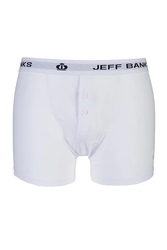 Mens Jeff Banks Leeds Buttoned* Cotton Boxer Shorts White Small
