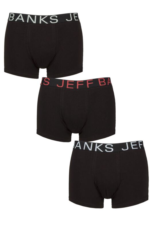 Mens 3 Pack Jeff Banks Plain Cotton Trunks
