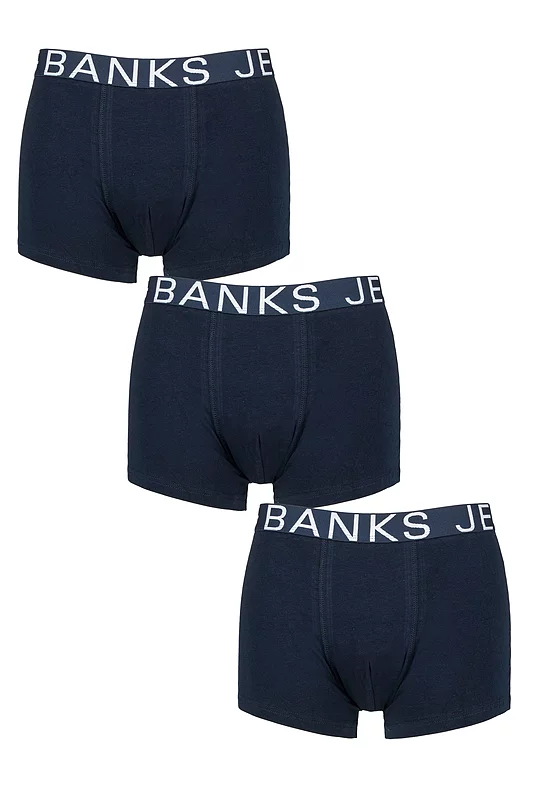 Mens 3 Pack Jeff Banks Plain Cotton Trunks
