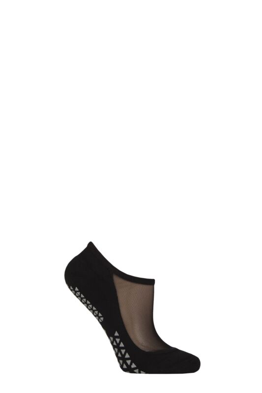 Women's 1 Pair Tavi Noir Maddie Organic Cotton Sheer Top Yoga Socks with Grip