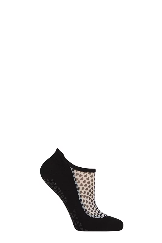 Women's 1 Pair Tavi Noir Maddie Organic Cotton Sheer Top Yoga Socks with Grip Follow Your Heart 6-8.5 Ladies