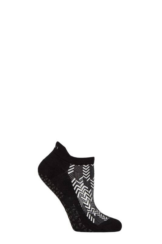 Women's 1 Pair Tavi Noir Savvy Organic Cotton Low Rise Yoga Socks with Grip Black Ice Medium