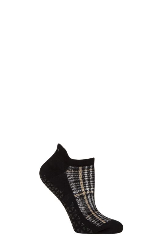 Women's 1 Pair Tavi Noir Savvy Organic Cotton Low Rise Yoga Socks with Grip Classic Plaid Small
