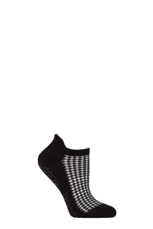 Women's 1 Pair Tavi Noir Savvy Organic Cotton Low Rise Yoga Socks with Grip Houndstooth Small