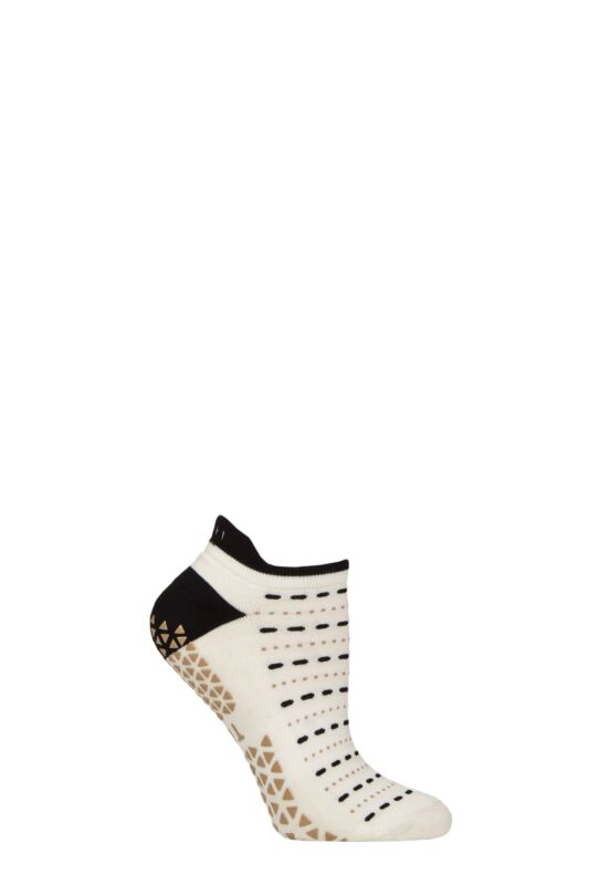 Women's 1 Pair Tavi Noir Savvy Organic Cotton Low Rise Yoga Socks with Grip Snowtrail Medium
