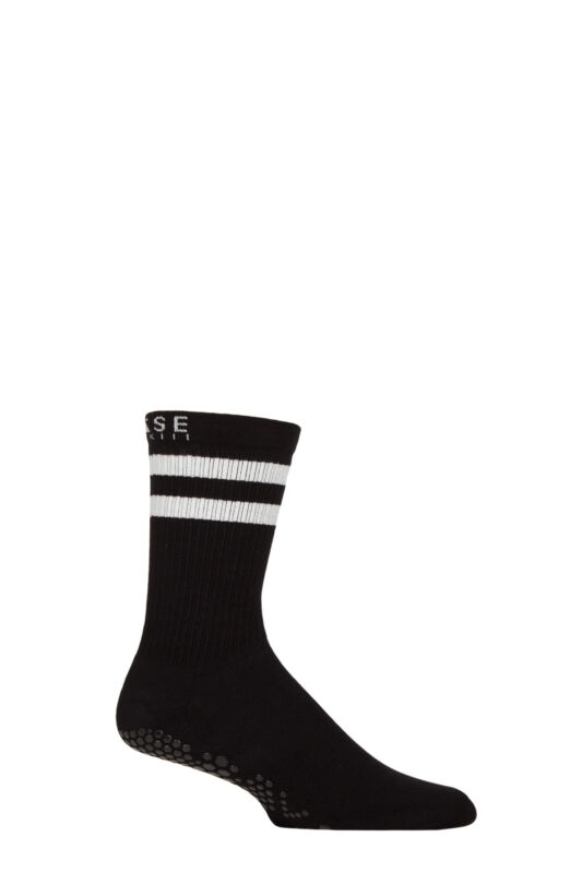 Mens 1 Pair ToeSox Base Crew Socks Black White Small