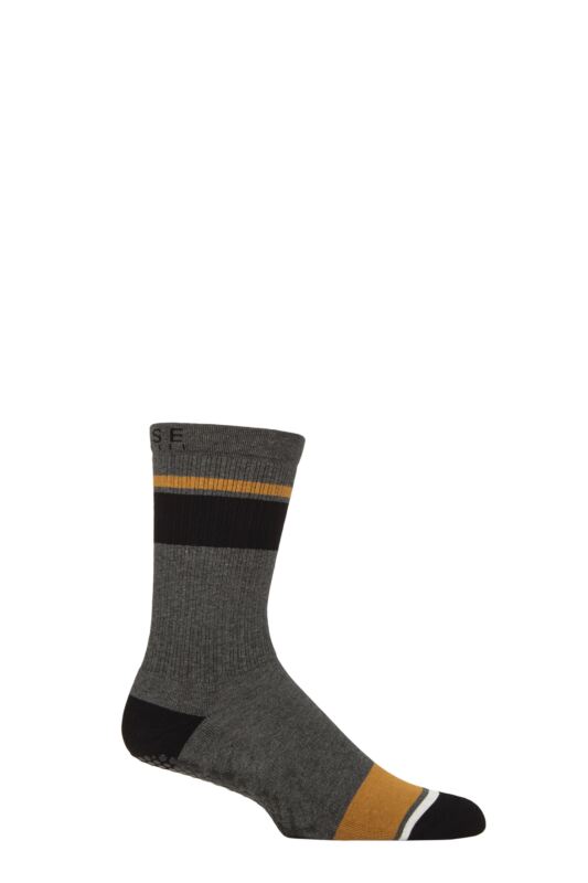 Mens 1 Pair ToeSox Base Crew Socks Plateaus Small