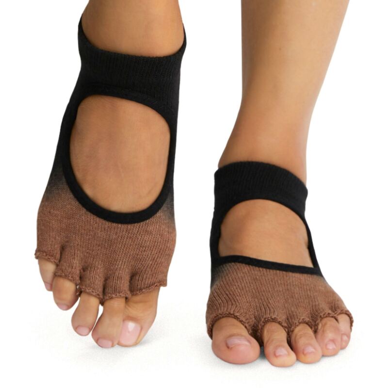 Women's 1 Pair ToeSox Bella Half Toe Organic Cotton Open Front Yoga Socks