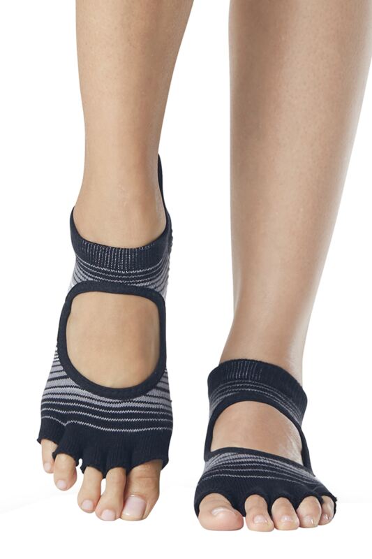 Women's 1 Pair ToeSox Bella Half Toe Organic Cotton Open Front Yoga Socks