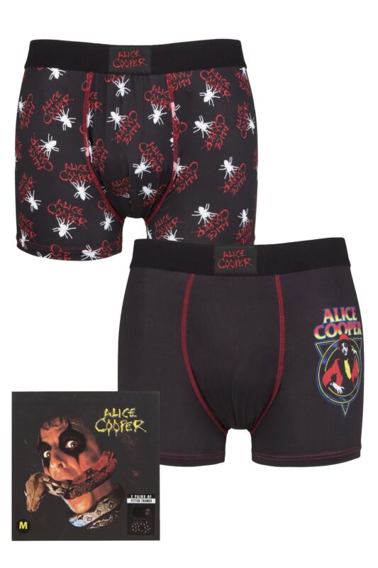 Alice Cooper 2 Pack Exclusive to SOCKSHOP Gift Boxed Boxer Shorts Black Small