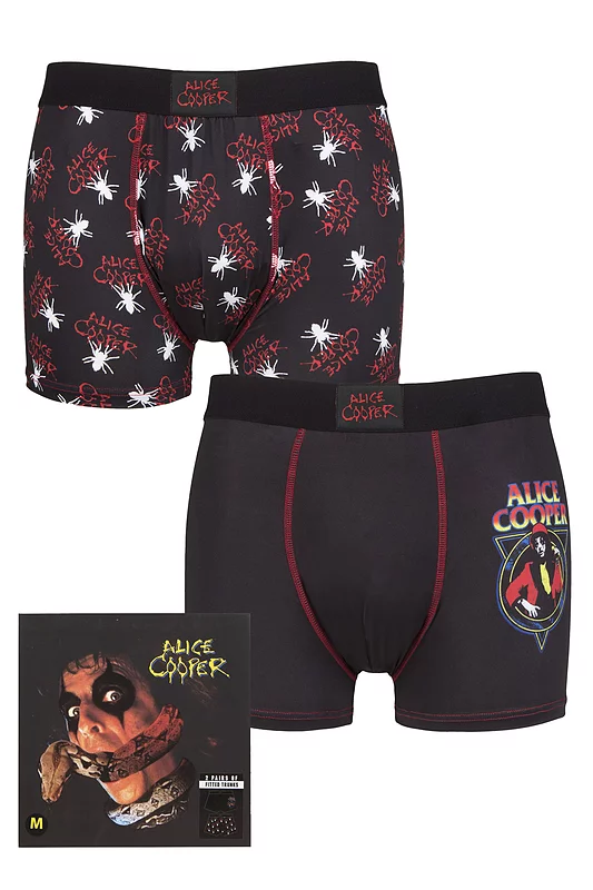 Alice Cooper 2 Pack Exclusive to SOCKSHOP Gift Boxed Boxer Shorts Black Small