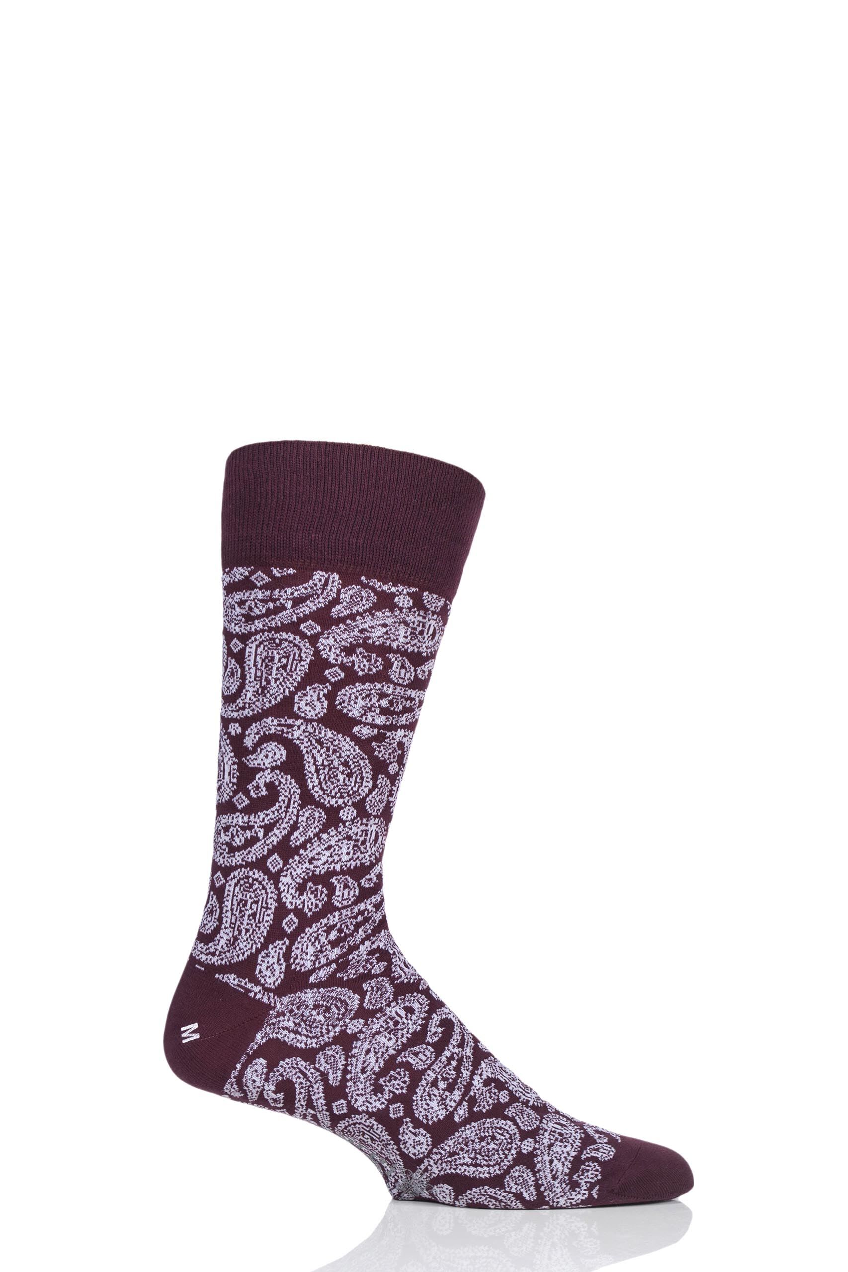 Image of 1 Pair Port Classic All Over Paisley Lightweight Cotton Socks Men's 9.5-10.5 Mens - Corgi