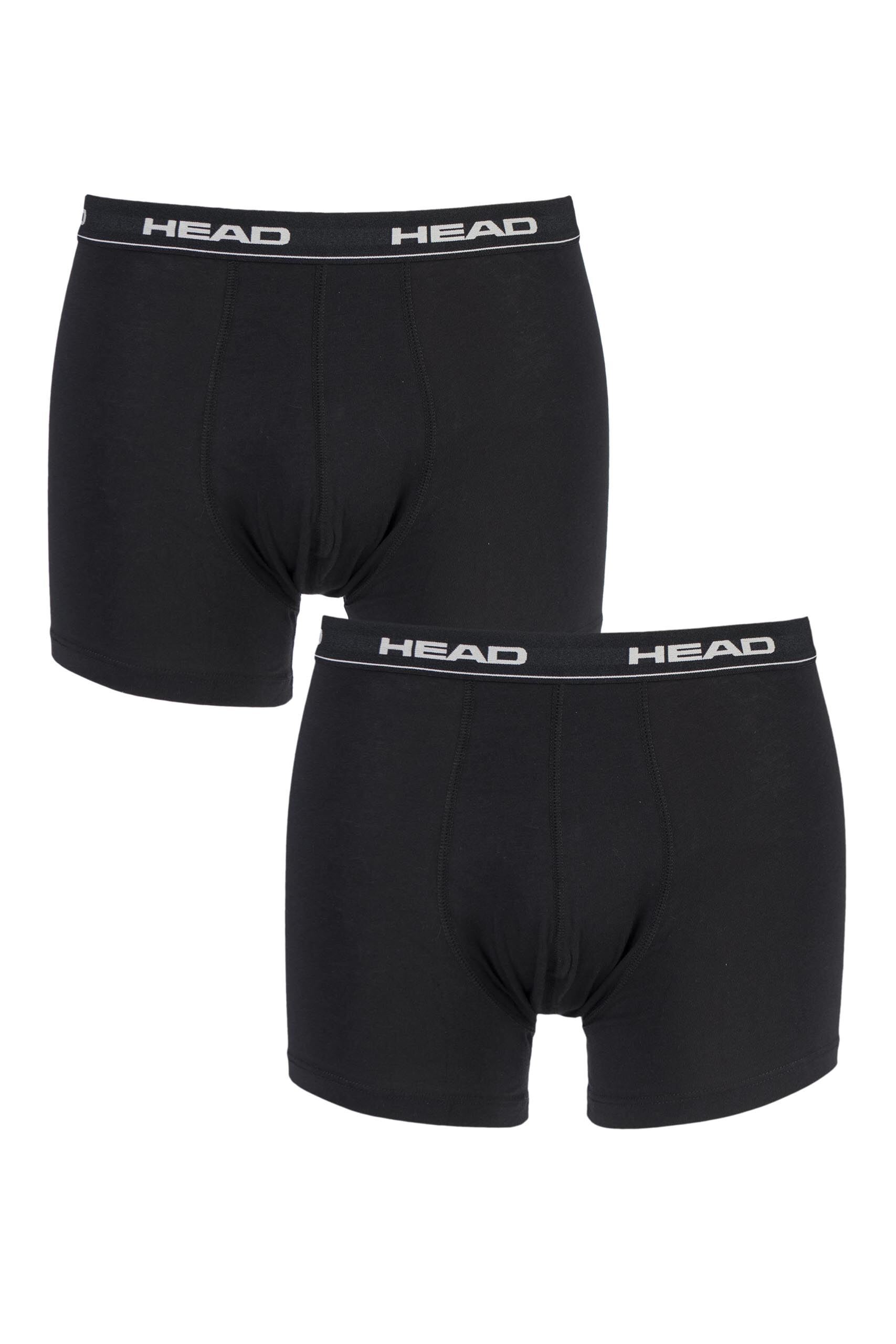 Image of 2 Pack Black Basic Cotton Boxer Shorts In Black Men's Extra Large - Head
