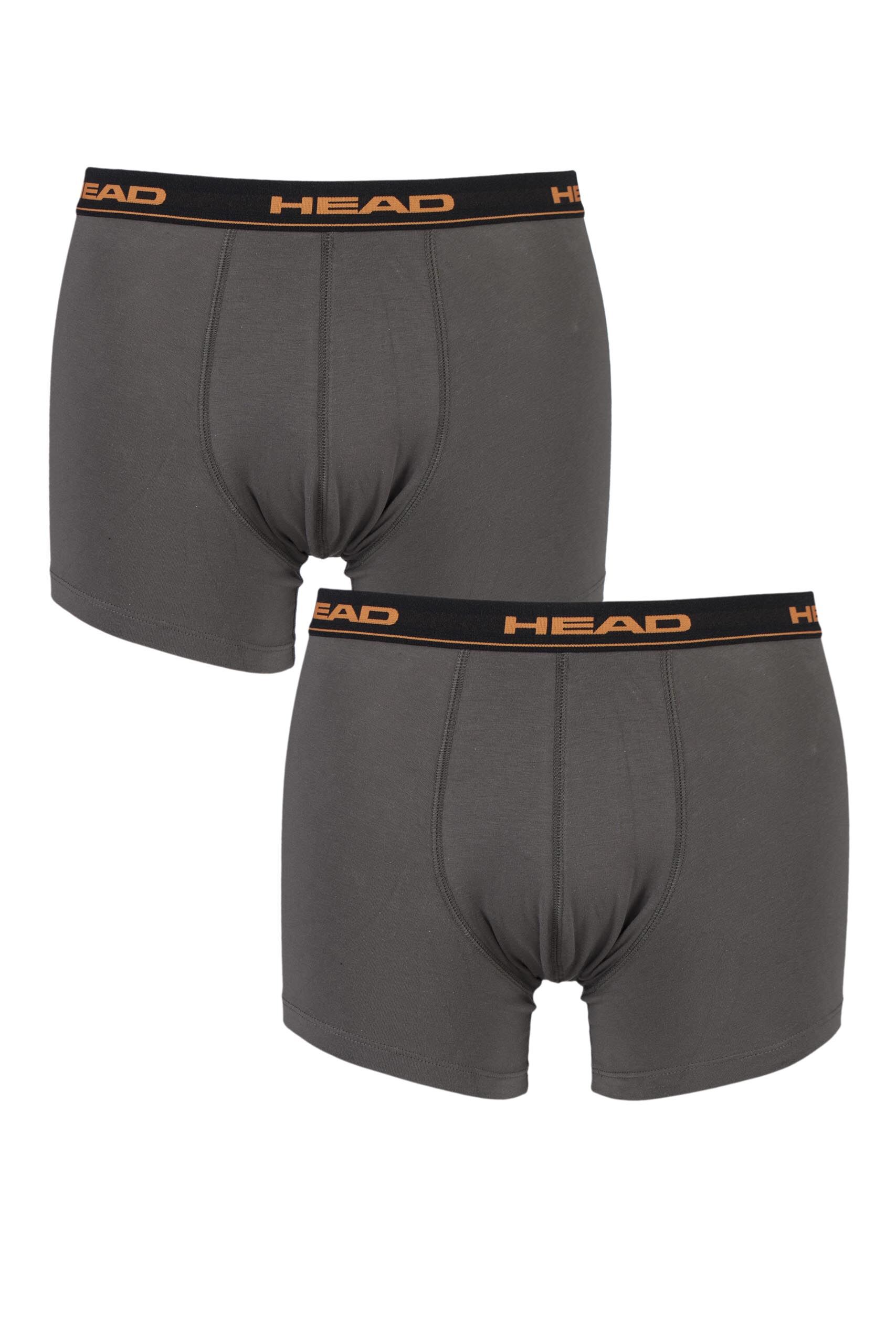 Image of 2 Pack Charcoal Basic Cotton Boxer Shorts In Grey Men's Large - Head