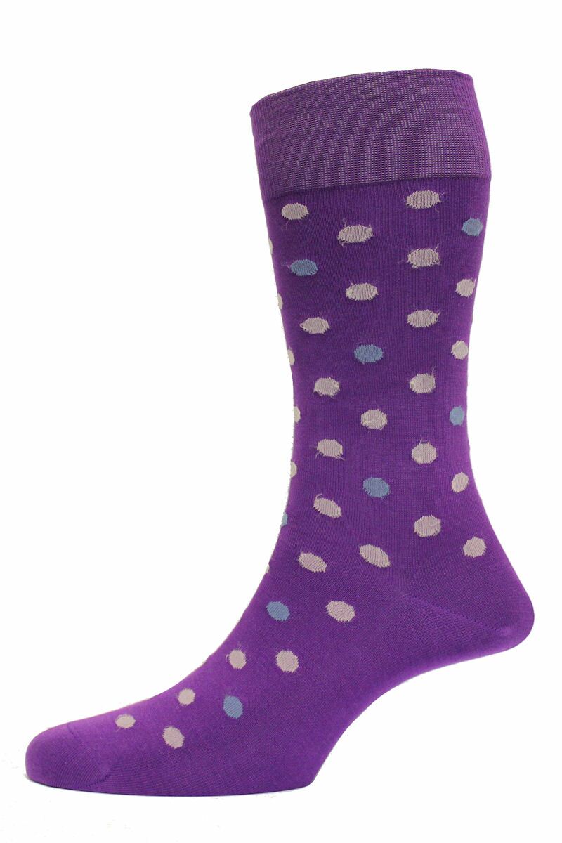 Mens 1 Pair Peter Jones Cotton Surry Spot Socks In Crocus Purple 7-10 ...
