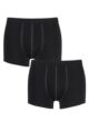 Mens 2 Pack Sloggi 24/7 Basic Natural Cotton Boxer Shorts - Black
