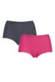Ladies 2 Pack Sloggi mOve Shorty Sports Briefs - Pink / Grey