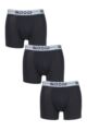 Mens 3 Pack Sloggi Go Soft Waistband Comfort Cotton Longer Leg Boxer Shorts - Black