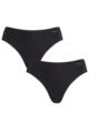 Ladies 2 Pack Sloggi Zero Feel Seamfree Tanga Knickers - Black