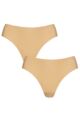 Ladies 2 Pack Sloggi Zero Feel Seamfree Tanga Knickers - Cognac