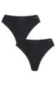 Ladies 2 Pack Sloggi Zero Feel Seamfree String Knickers - Black